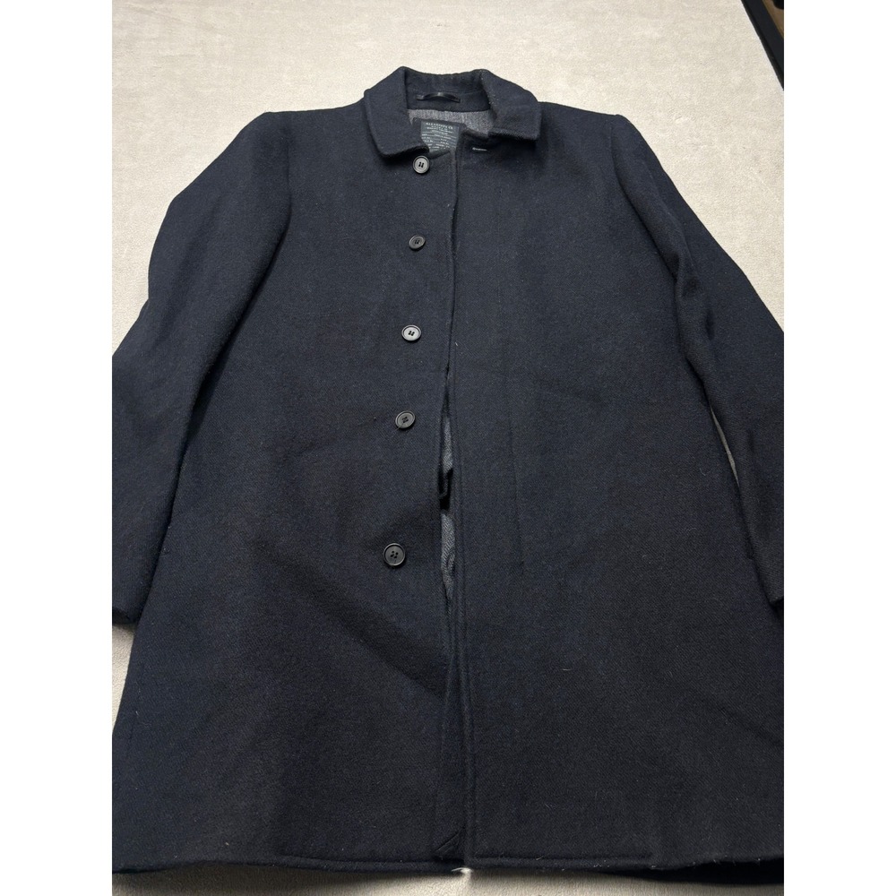 AllSaints Jefferson Coat Mens 38 Black 100% Wool Overcoat Spitalfields